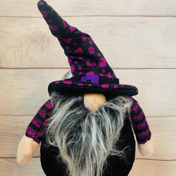 Halloween Gnome Witch Tall Free-standing Purple and Black Outfit Hocus Pocus 17" - Picture 2 of 7